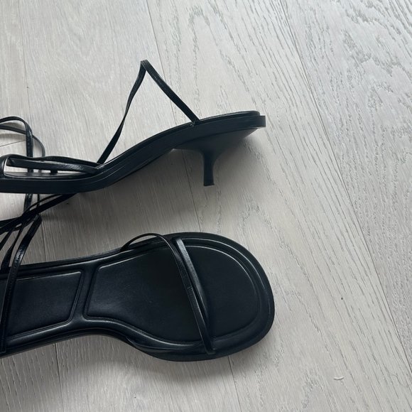 Zara Lace up Kitten Heel Sandals Black Size 41 / 10 - Picture 8 of 9